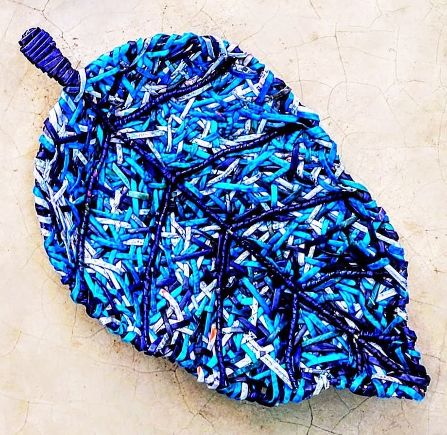 Handcrafted Recycled Newspaper Leaf Tray